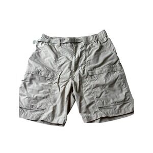 Uniqlo Geared Shorts Mens Medium Beige Tan Nylon Ripstop Utility Hiking 470617